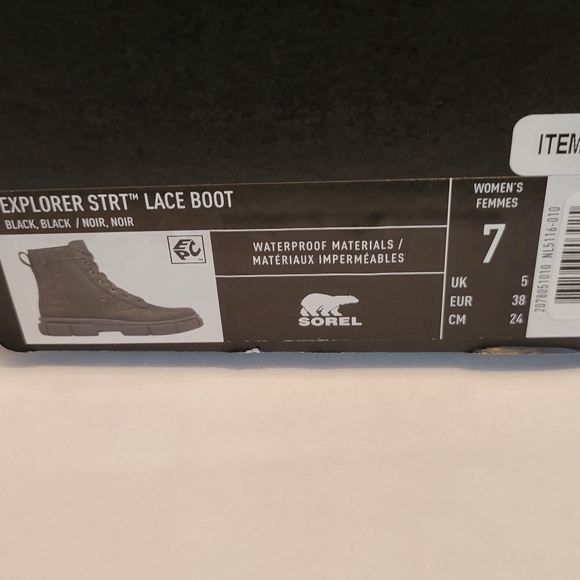 NIB Sorel Women's Explorer STRT Lace Boot Black Size 7 - Picture 7 of 16